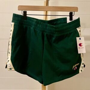 Champion Green Athletic Shorts with Iconic Logo Tape Women Size XL